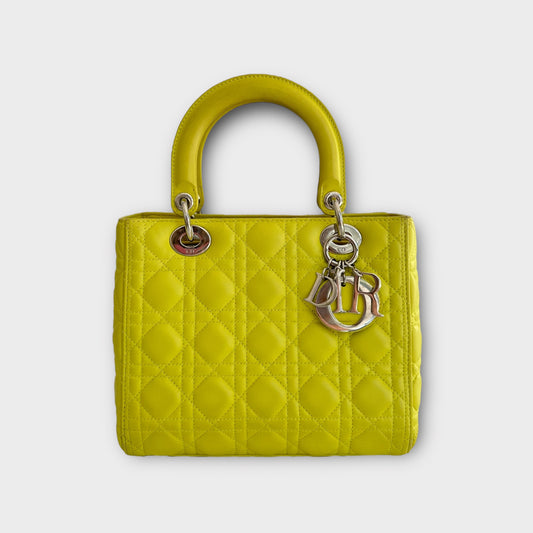 Lady Dior Medium cuir jaune anis