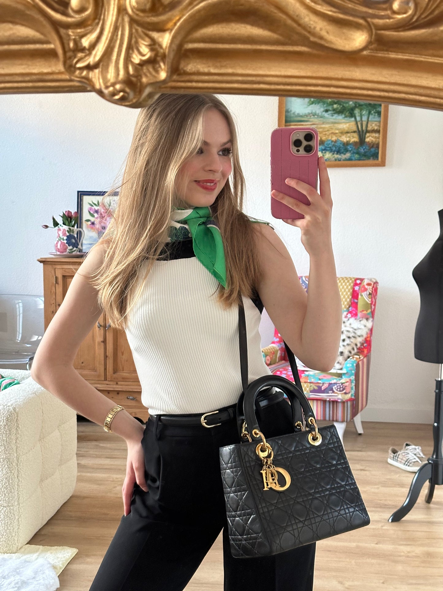 Dior - Lady Dior Medium vintage cuir noir