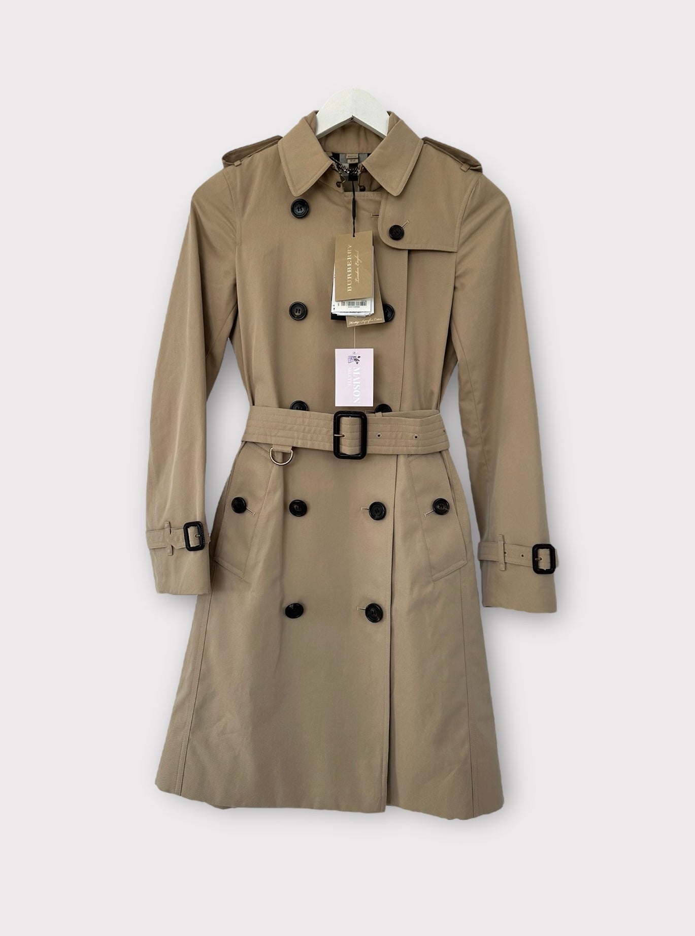 Burberry Trench-coat modèle “ the Kensington ” Honey long heritage| T.XS