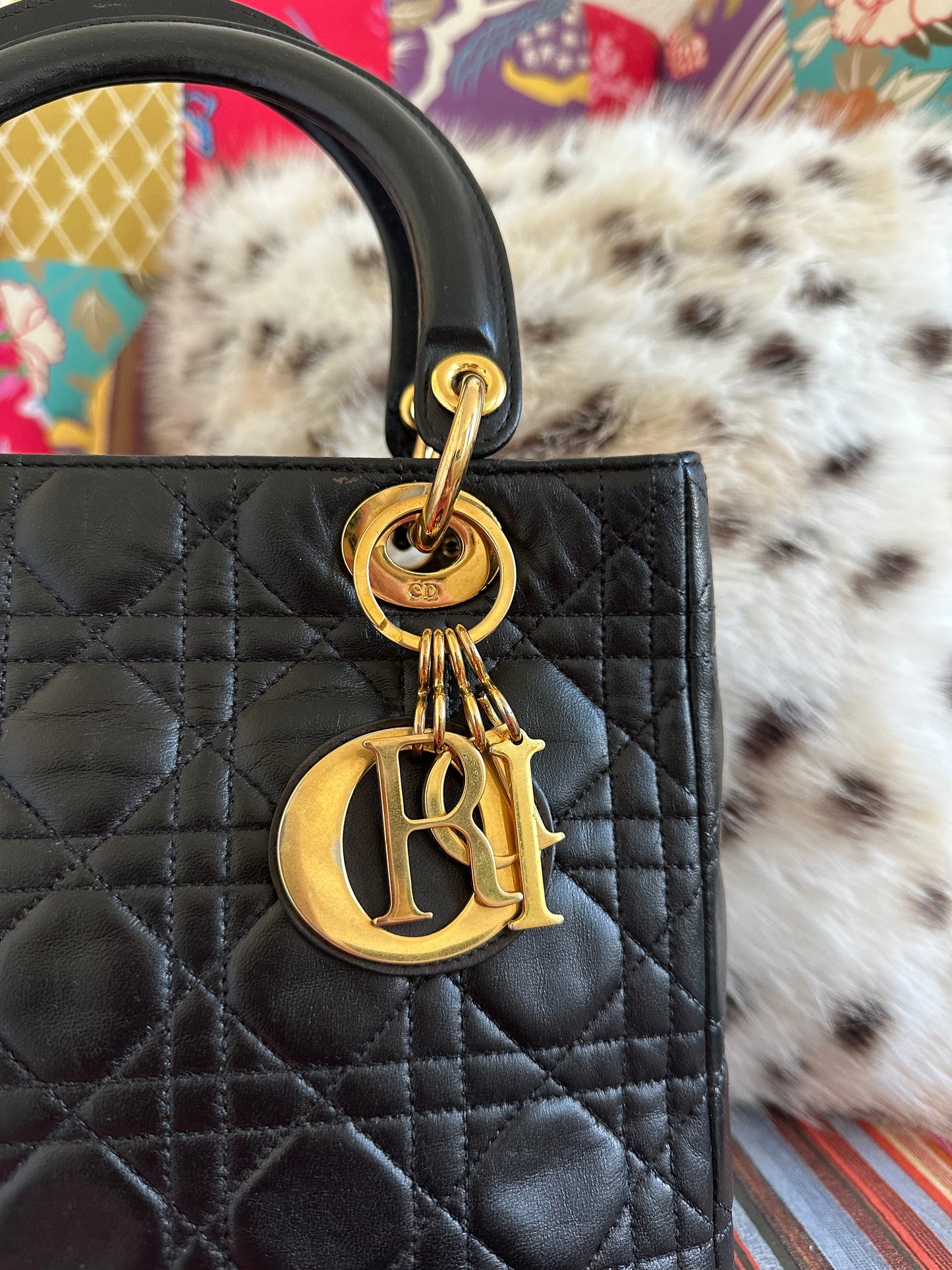 Dior - Lady Dior Medium vintage cuir noir