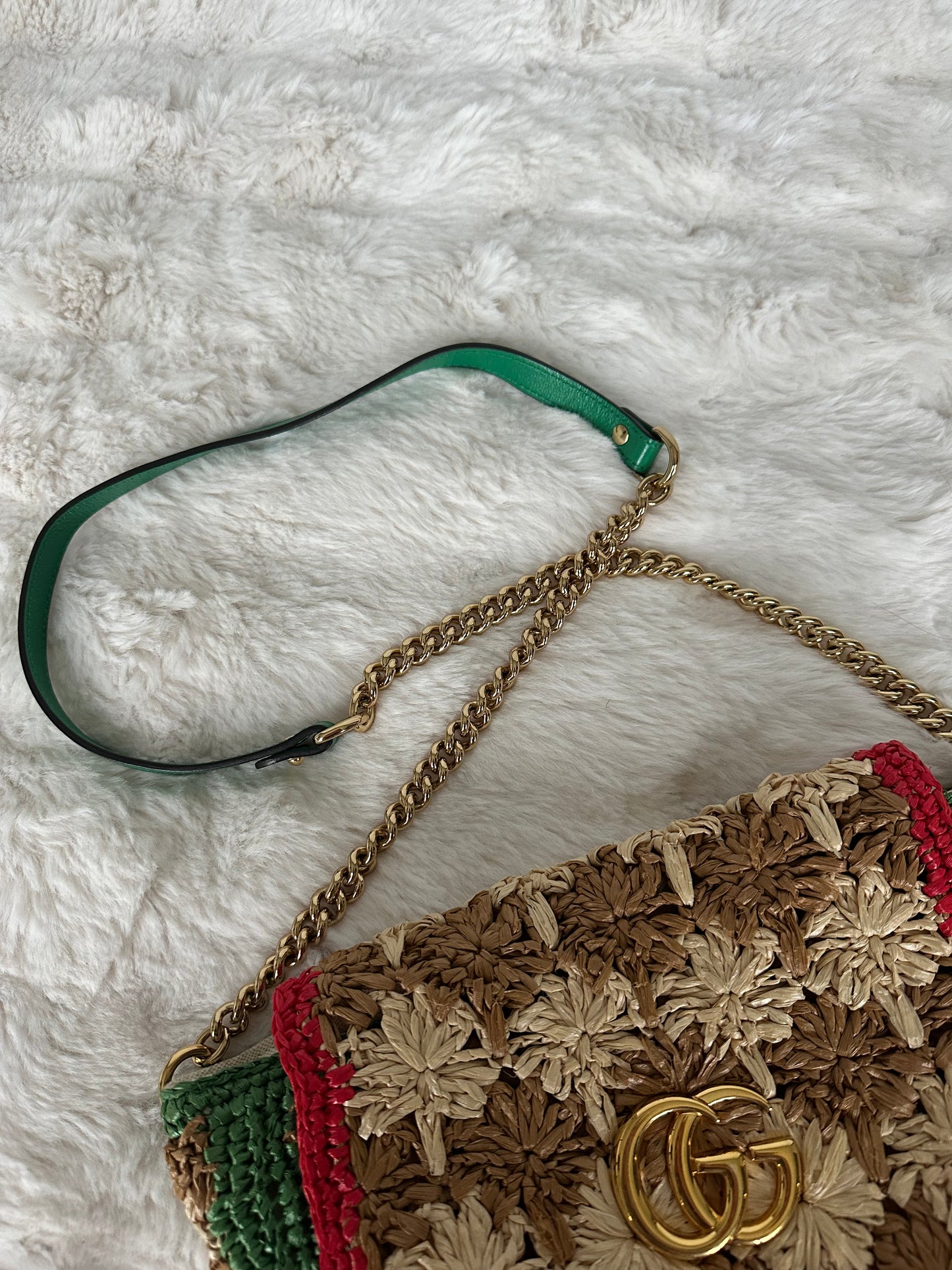 Gucci - GG Marmont floral raphia bandoulière