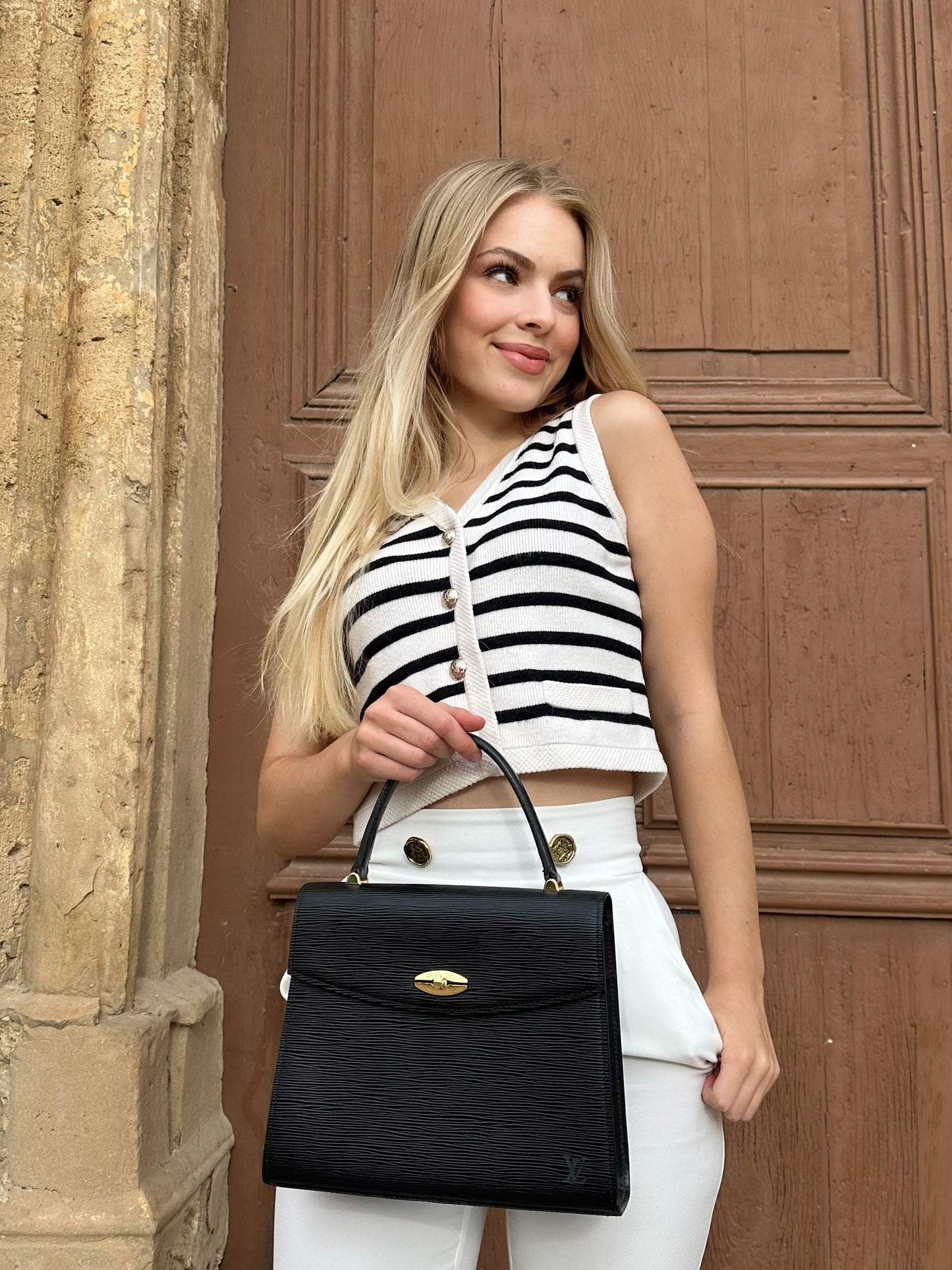 Louis Vuitton Maleserbes cuir épi noir
