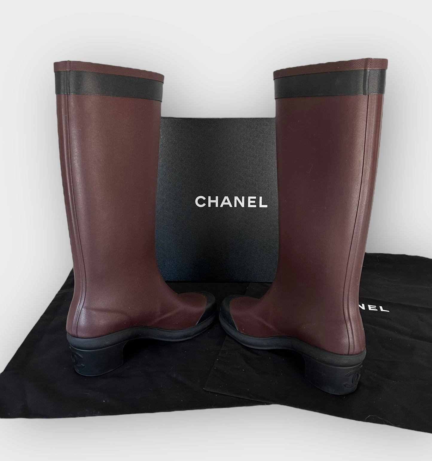 Chanel – Bottes de pluie Burgundy | T.39