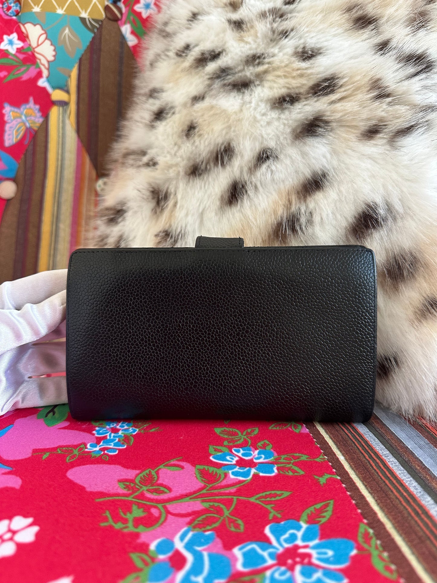 Chanel - Portefeuille long en cuir caviar noir