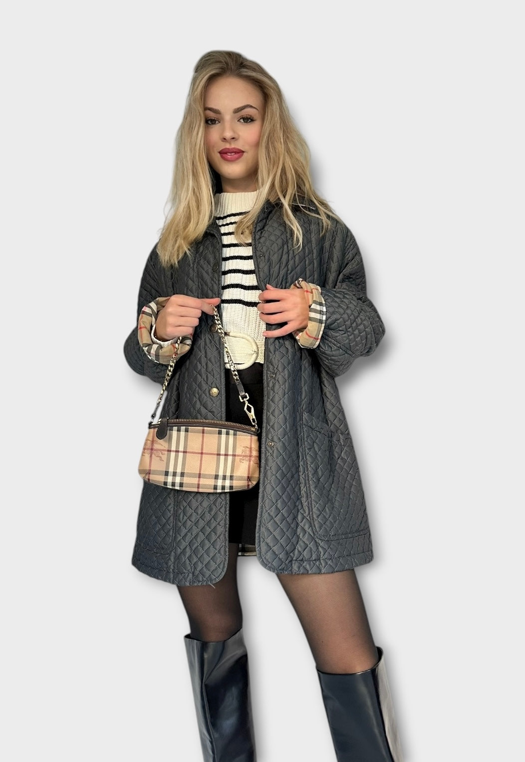 Burberry - vintage Veste matelassée bleu gris | T.M