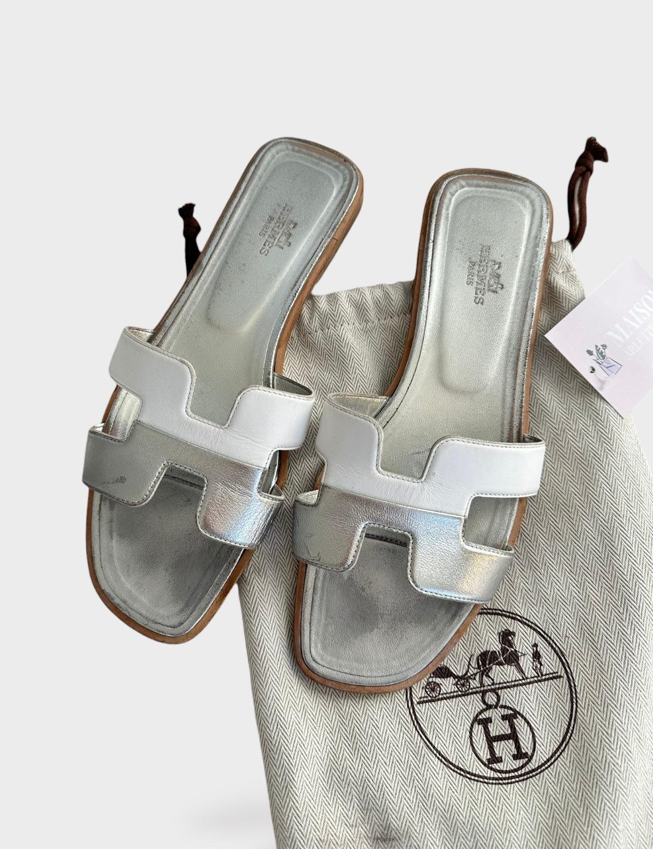 Hermès - Mules Oran bicolore | T.38,5