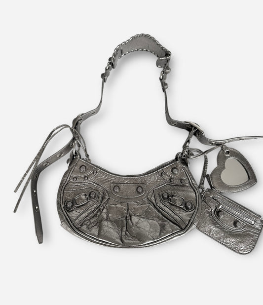 Balenciaga – Sac « Le cagole » XS argenté