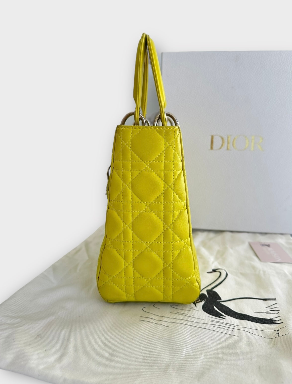Lady Dior Medium cuir jaune anis