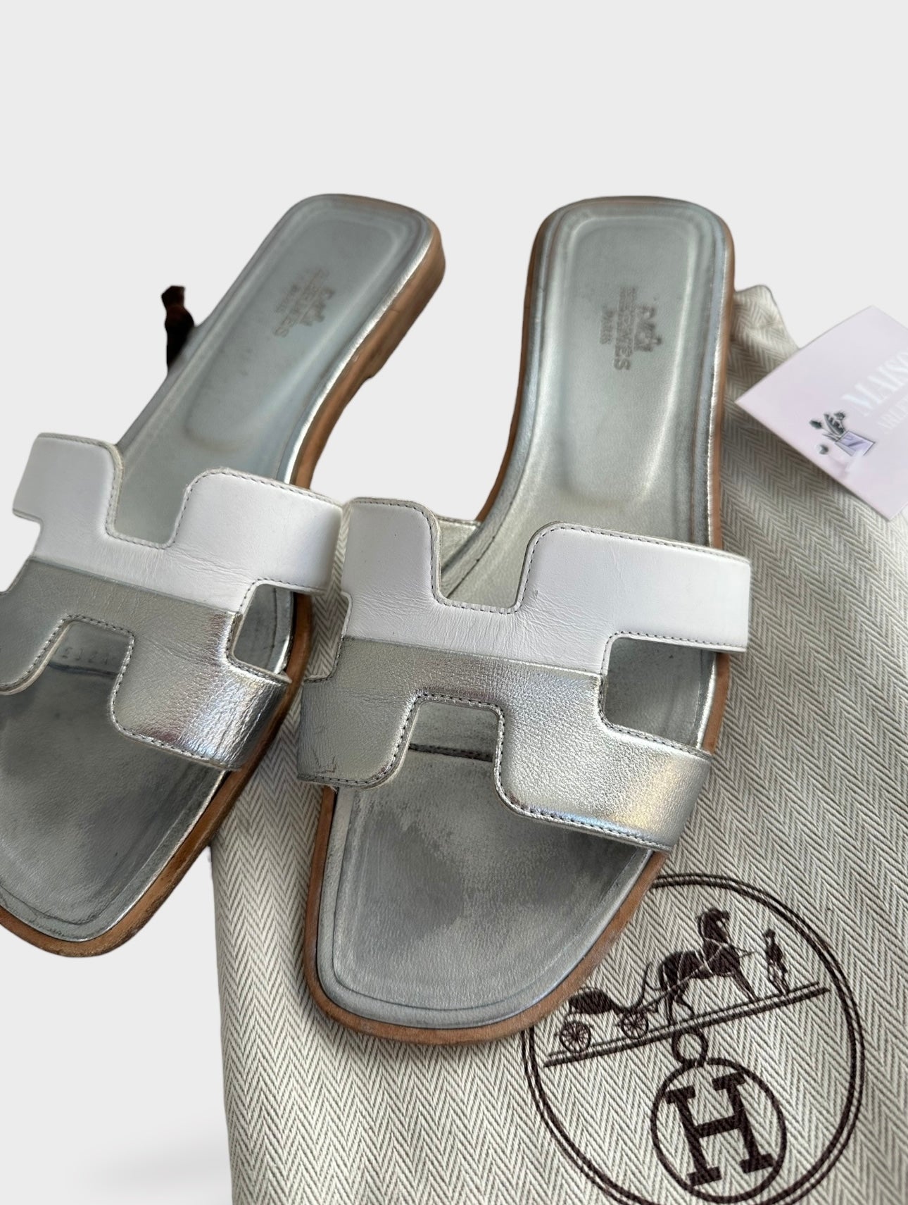 Hermès - Mules Oran bicolore | T.38,5