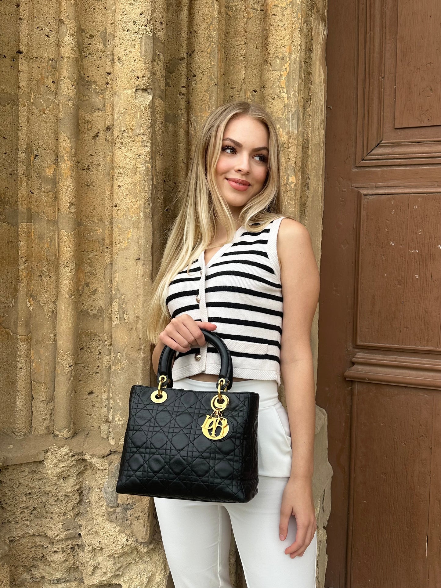 Dior - Lady Dior Medium vintage cuir noir