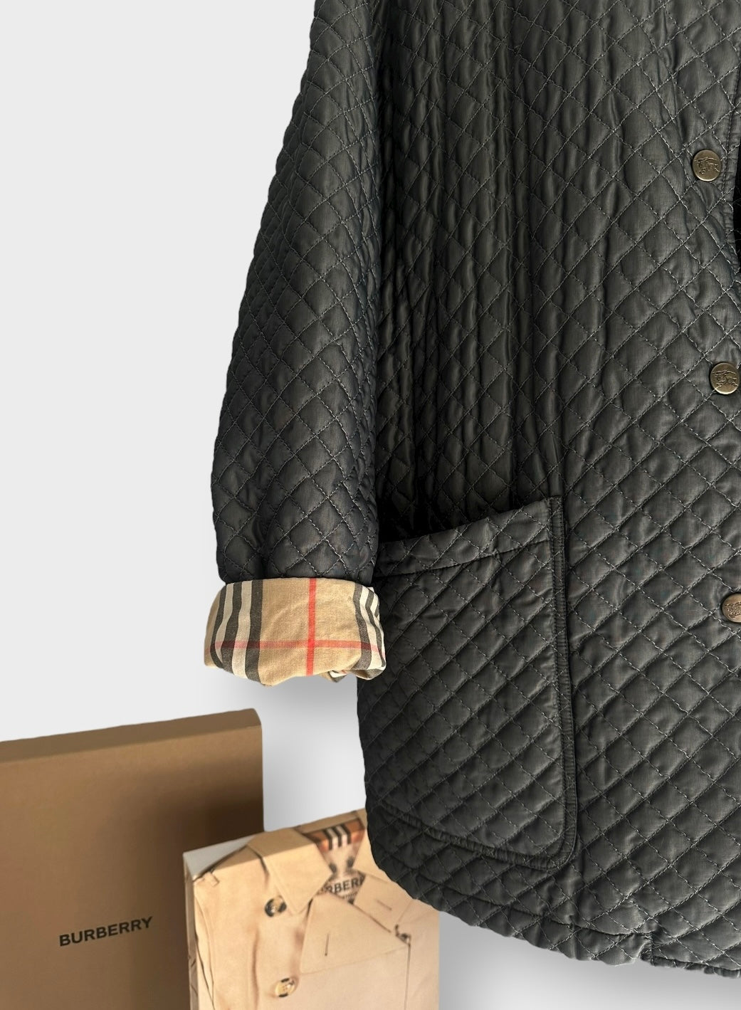 Burberry - vintage Veste matelassée bleu gris | T.M