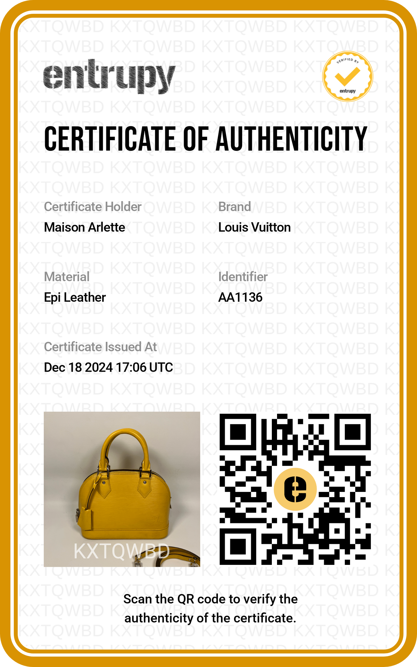 Louis Vuitton - Alma BB cuir épi jaune
